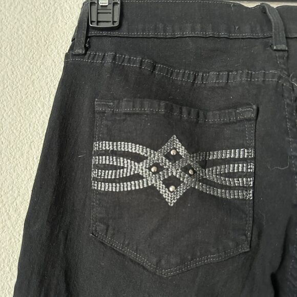 NYDJ Women's Jeans Denim Pants Black Stretch Straight Leg Bling Size 12 - Picture 4 of 7